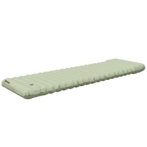 Luftmadras, campingmåtte, vandafvisende, rivefast, med fodpumpe, nylon, 200l x 60b x 10h cm, grøn