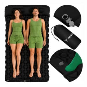 Selvoppustelig Dobbelt Luftmadras 120x190 cm med Indbygget Fodpumpe Trizand Campingmadras til 2 Personer